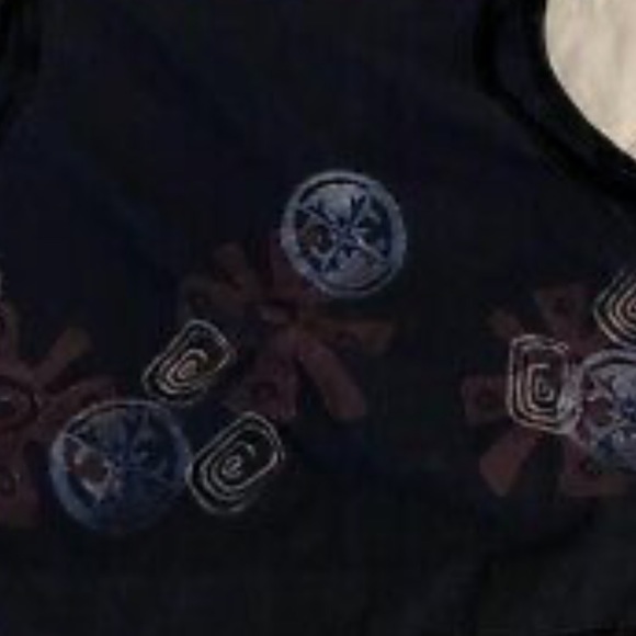 Blue Fish Vest hand printed button up crop shirt - Picture 8 of 16